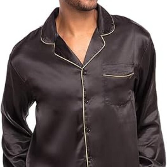 Men's Satin Pajama 3 Piece Set with Blindfold, 3X - Picture 3 of 3